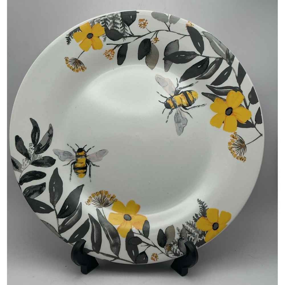 NEW Set of 4 Royal Norfolk Bee Floral Dinner Plates 10.5" Spring Summer NWT